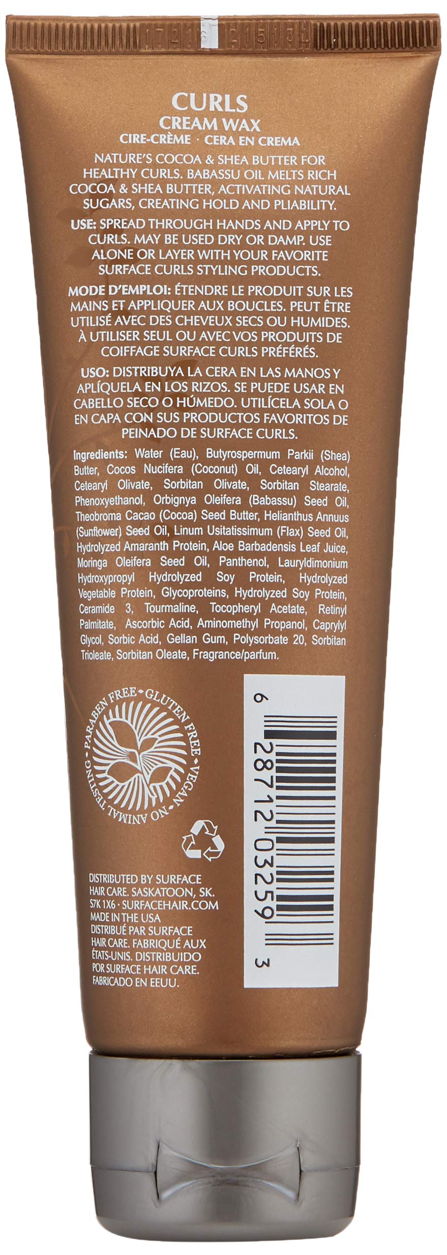Close-up of Surface Curls Cream Wax texture for curl definition and shine