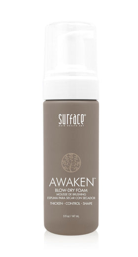 SURFACE Hair Awaken Thickening Blow Dry Foam bottle shown for lightweight protection