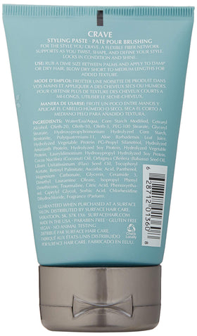 Surface Hair Crave Paste packaging highlights matte finish and easy washout.