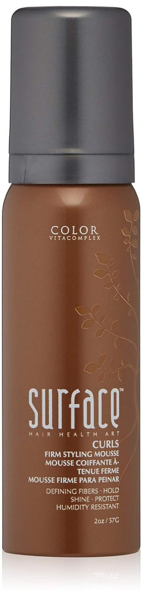 SURFACE Hair Curls Firm Mousse ready to dispense for easy application and curl hold.