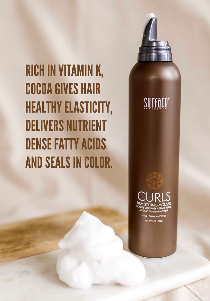 SURFACE Curls Firm Mousse in action for scrunching and setting curls.
