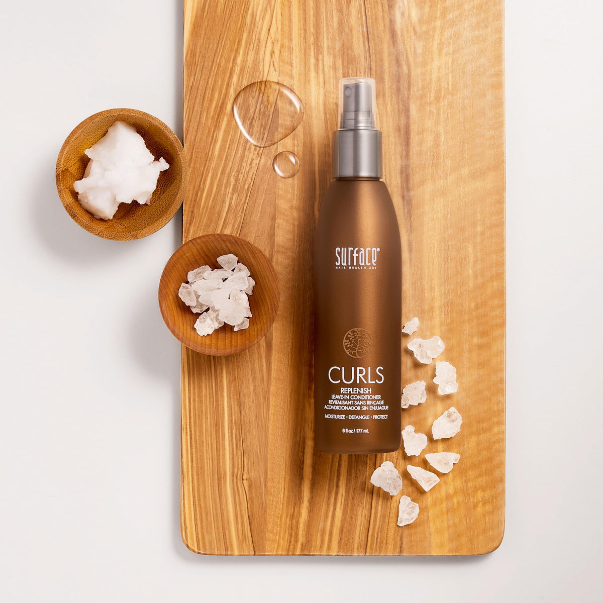 SURFACE Hair Curls Replenish prevents heat damage during styling with protective film.