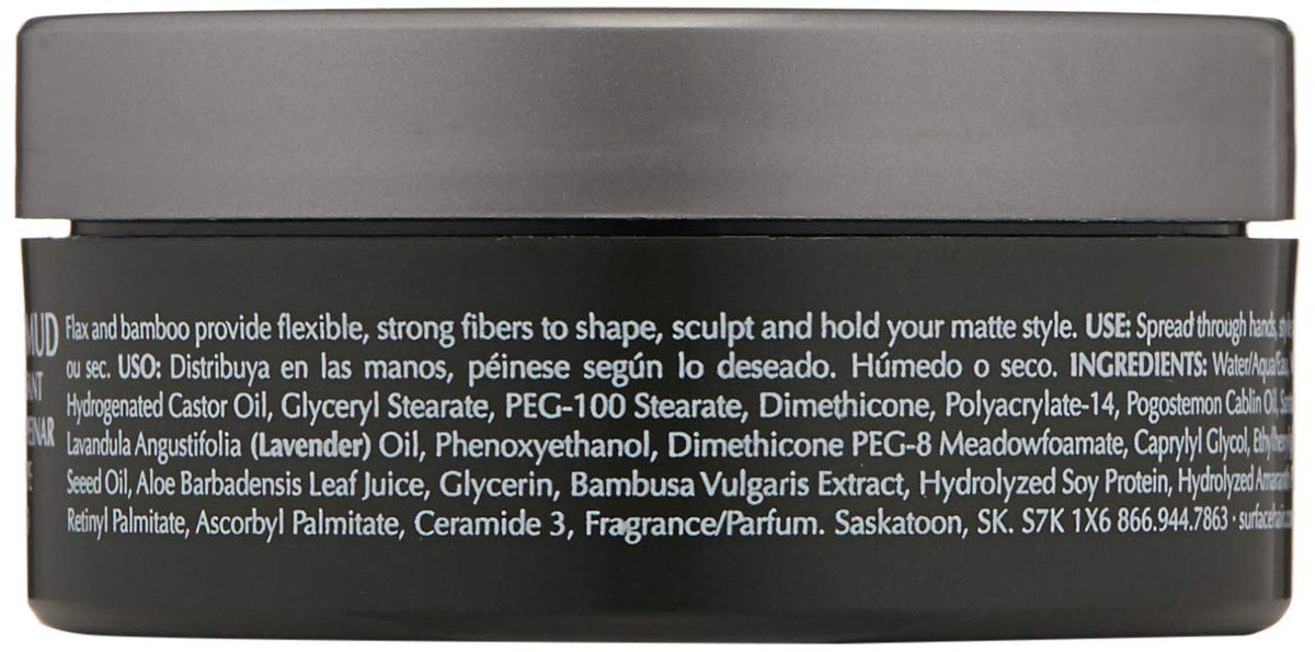 SURFACE Mud applied to damp hair demonstrates easy shaping and control.