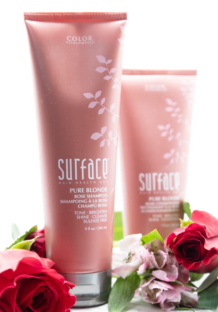 Surface Hair Pure Blonde Rose Shampoo applied to wet hair for even color distribution.