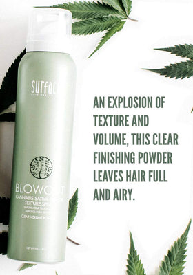 Close-up of Texture Spray mist on hair for airy texture and easy styling
