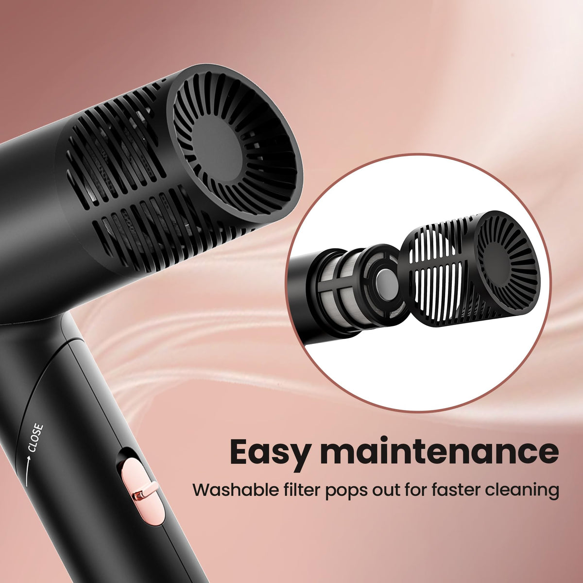 Surfit Hair Dryer operates quietly for peaceful styling sessions.