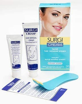 Surgiwax facial hair removal cream on chin for smooth, even skin