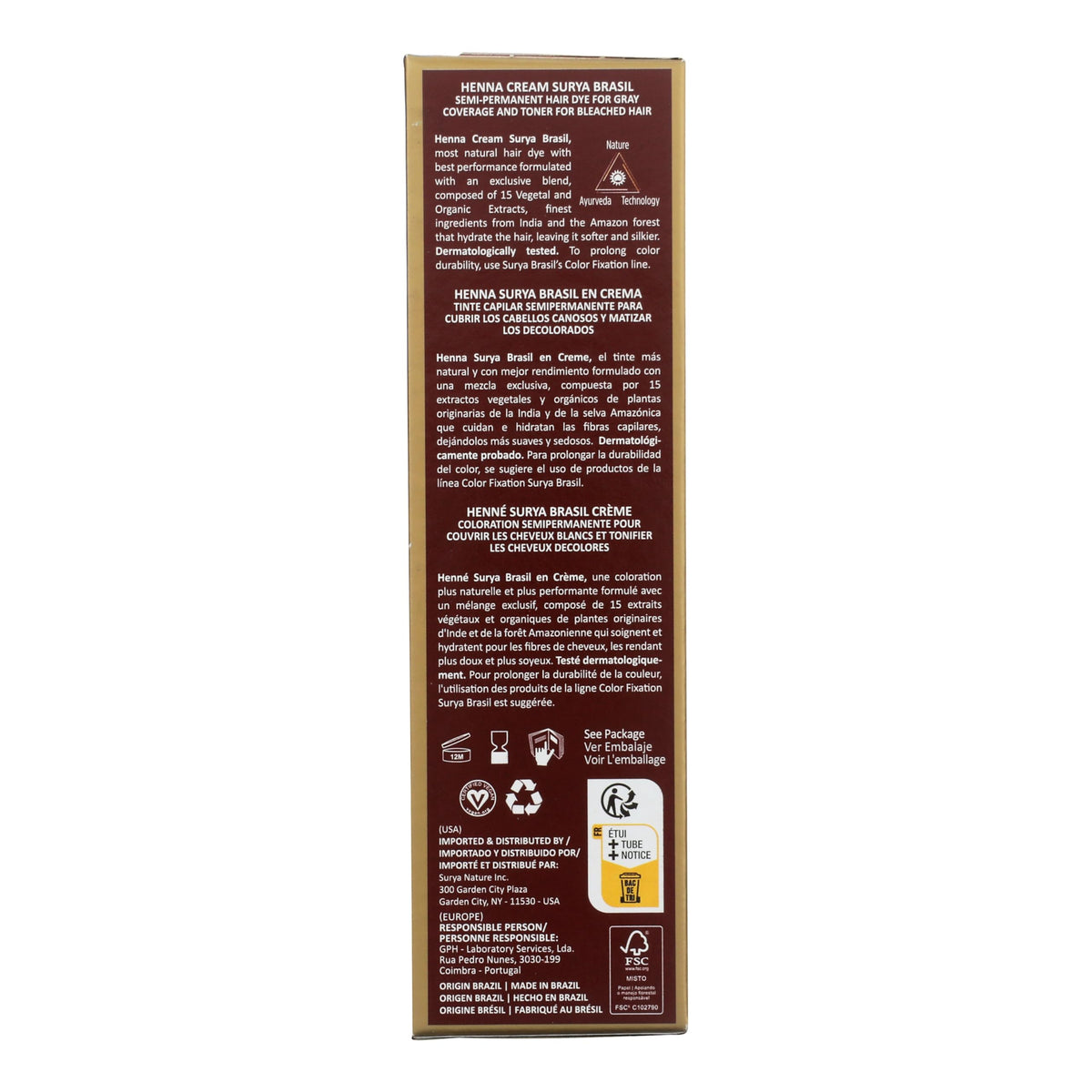Surya Brasil Henna Cream Mahogany applied to hair for even coverage.