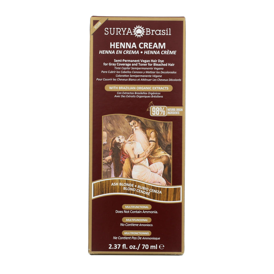 Surya Brasil Henna Cream Ash Blonde box front showing natural semi permanent color option