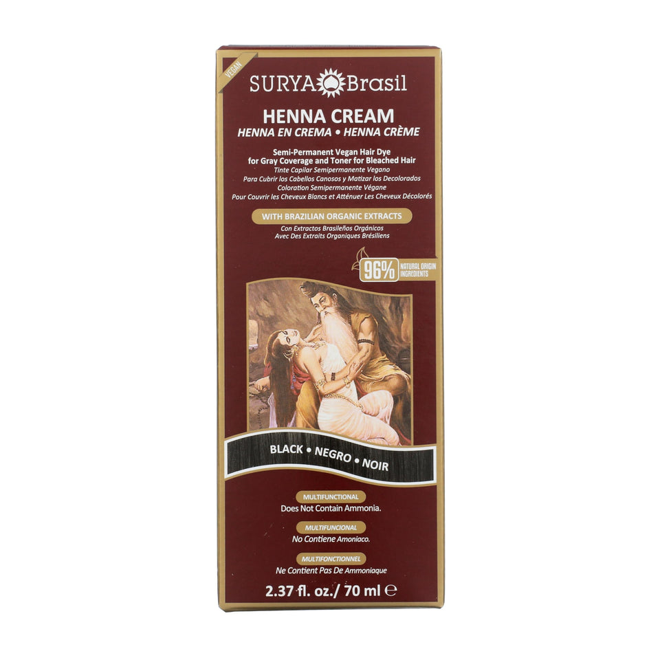 Surya Brasil Henna Cream Black tubes close-up showing natural color.