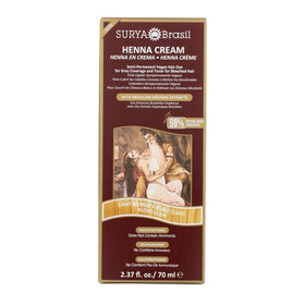Surya Brasil Henna Cream Light Blonde box shows vibrant, conditioning color.
