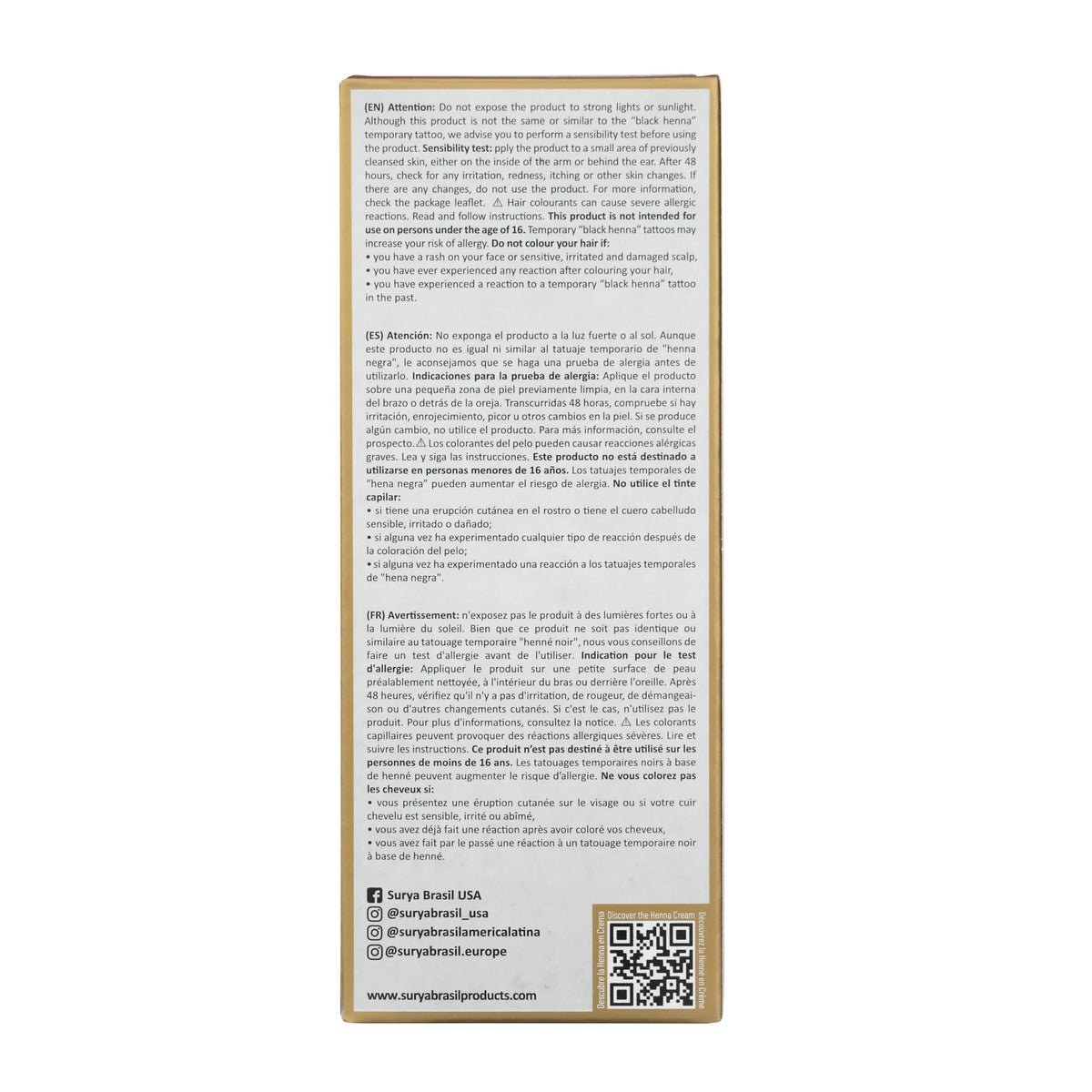 Surya Brasil Henna Cream Mahogany packaging highlighting vegan, cruelty-free formula.