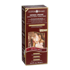 Surya Brasil Henna Cream Red ingredients with botanicals for antioxidant-rich color.
