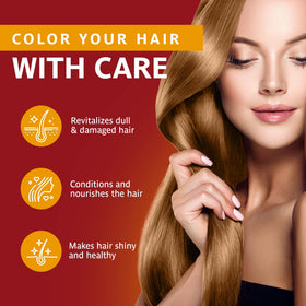 Swedish Blonde henna cream packaging box, easy-to-use color care.