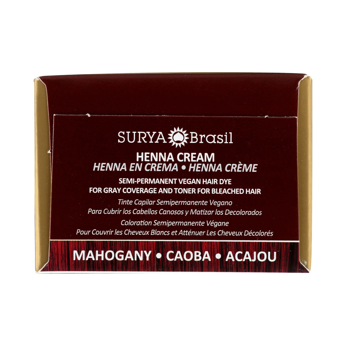 Surya Brasil Henna Cream Mahogany texture close-up showing creamy consistency.