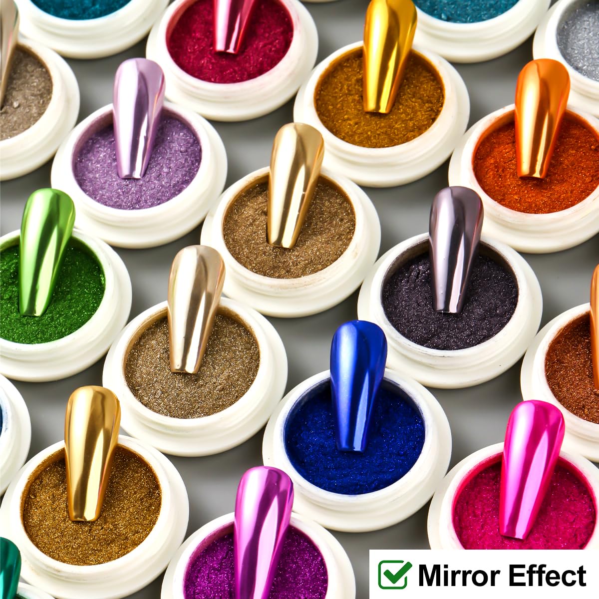 SUTOZMIWE 36-color collection provides versatile chrome options for nail art.
