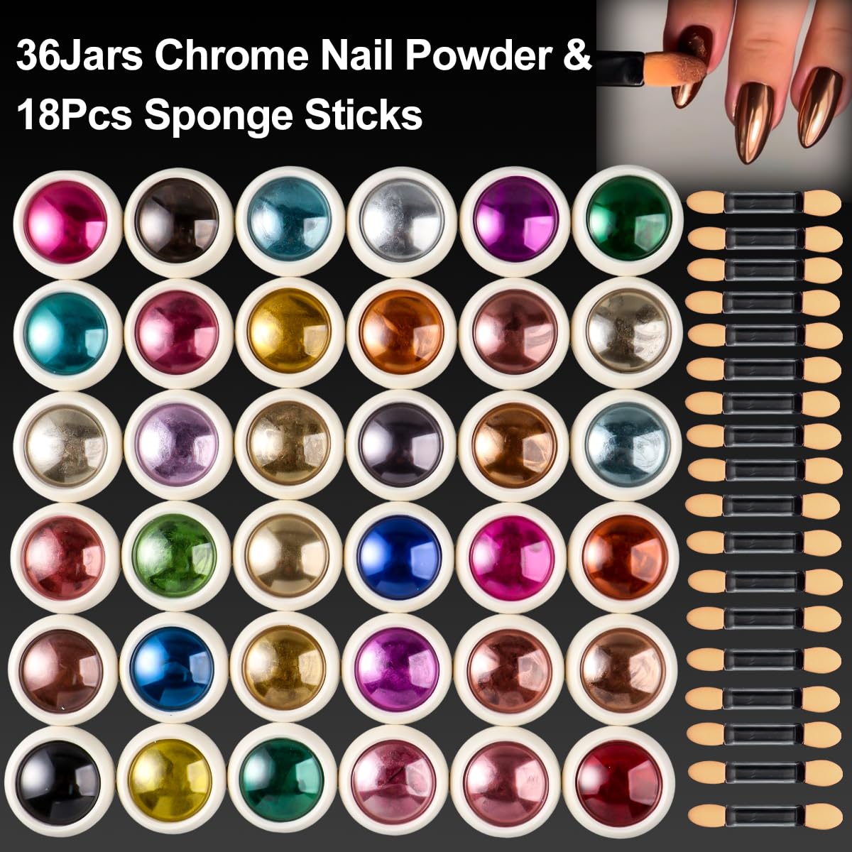 SUTOZMIWE sponge sticks used to rub chrome powder for even coverage.