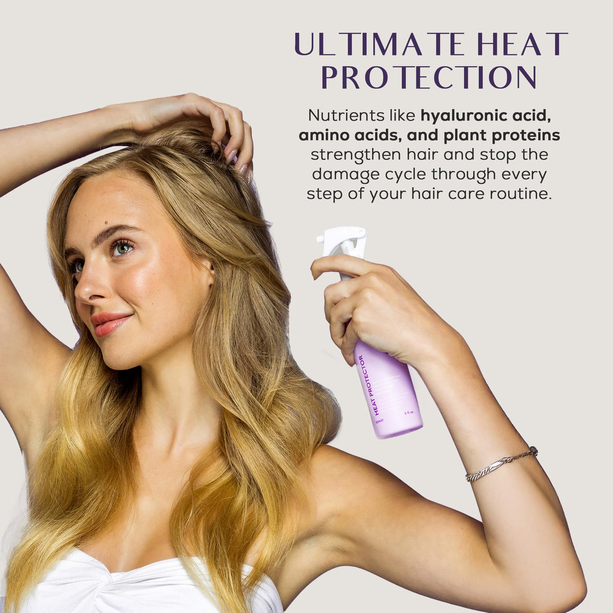 SUTRA Heat Guard application on damp hair for even distribution.