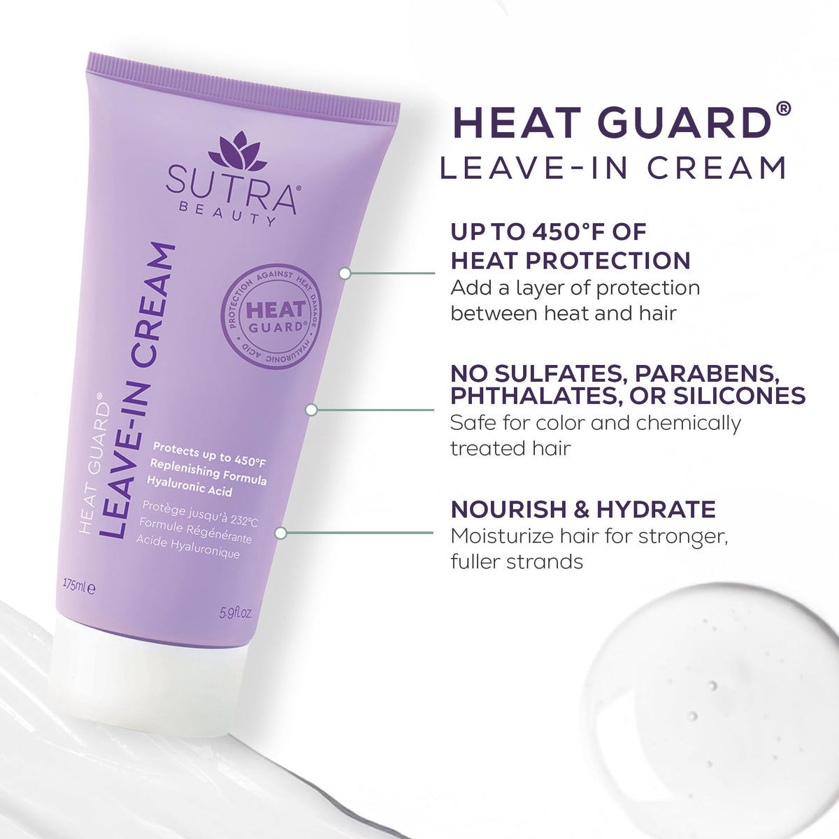 SUTRA Heat Guard Leave-In Cream supports color-treated hair with gentle care