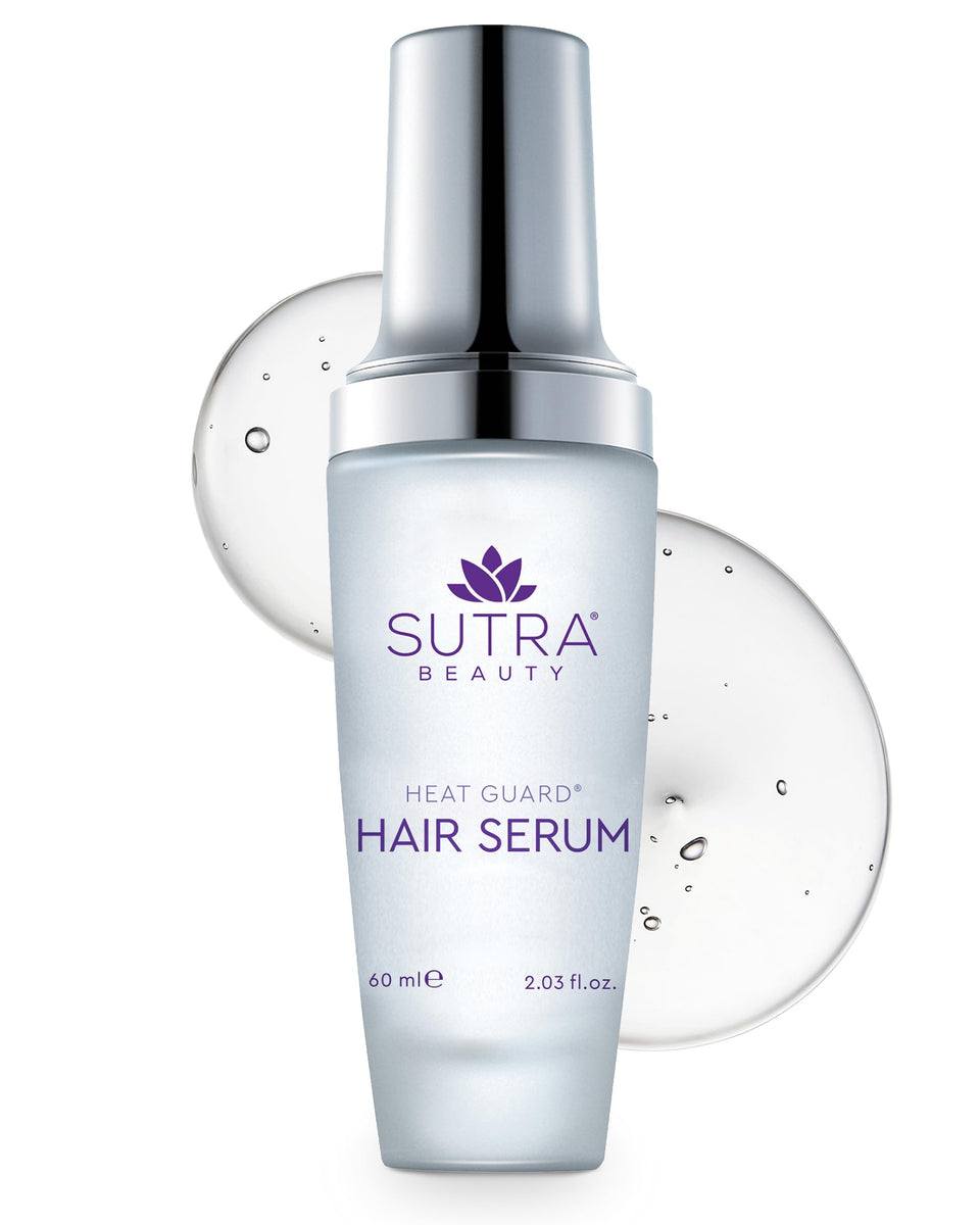 SUTRA Heat Guard Serum bottle ready for heat protection during styling