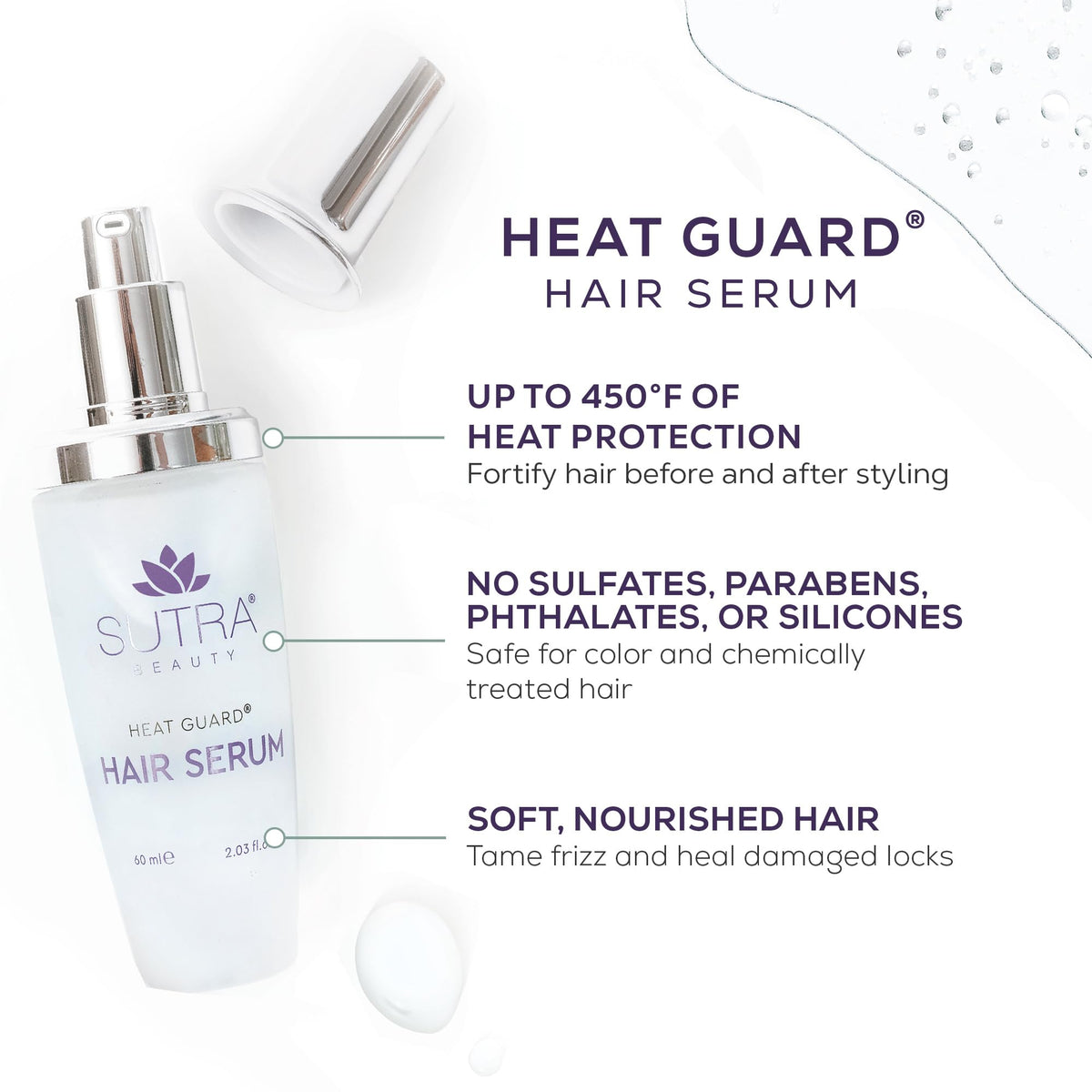 SUTRA Heat Guard Serum after use for frizz control and shine