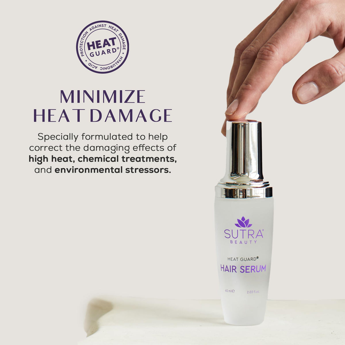SUTRA Heat Guard Serum pump dispenser for quick application