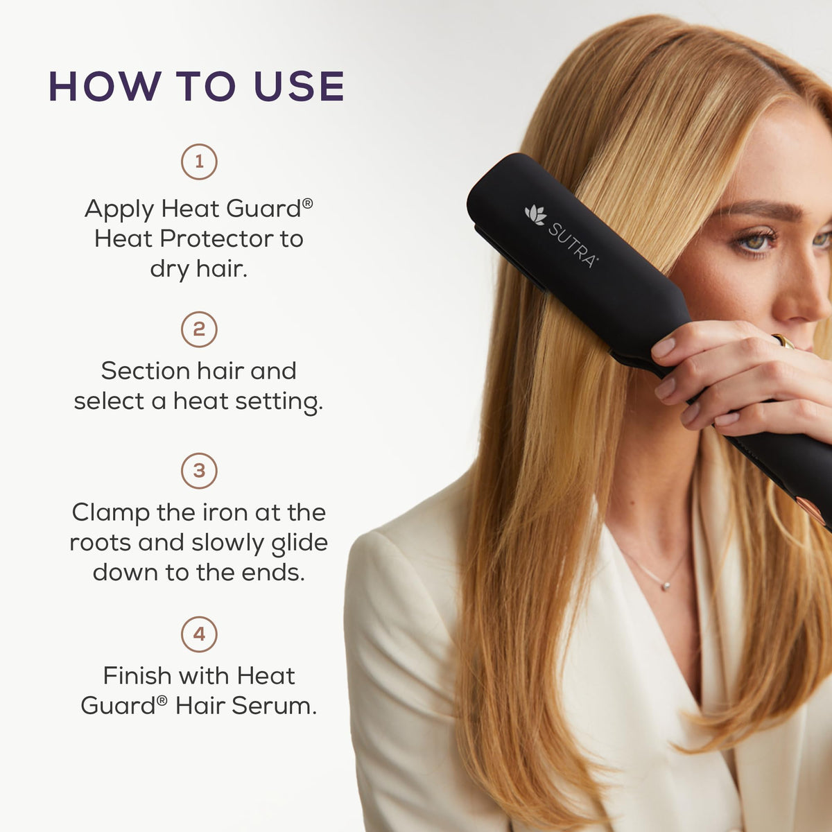 SUTRA IR2 flat iron highlighting Healthy Heat infrared technology