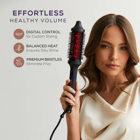 SUTRA Thermal Brush after-use shine and frizz reduction for glossy results.
