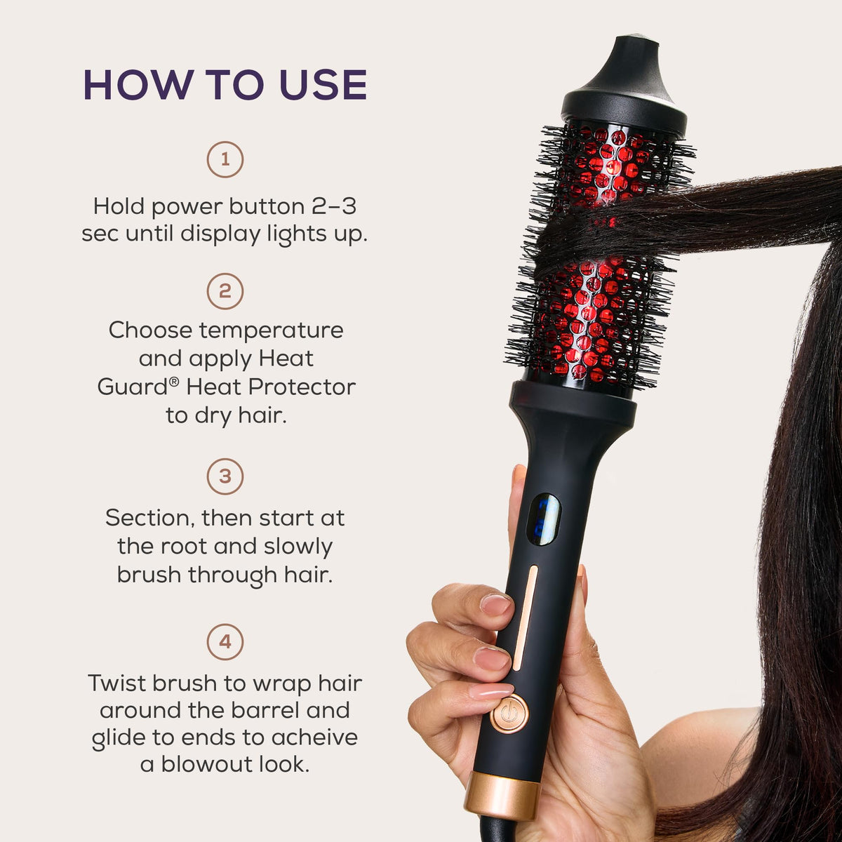 SUTRA Thermal Brush infrared and ionic bristles help smooth hair.