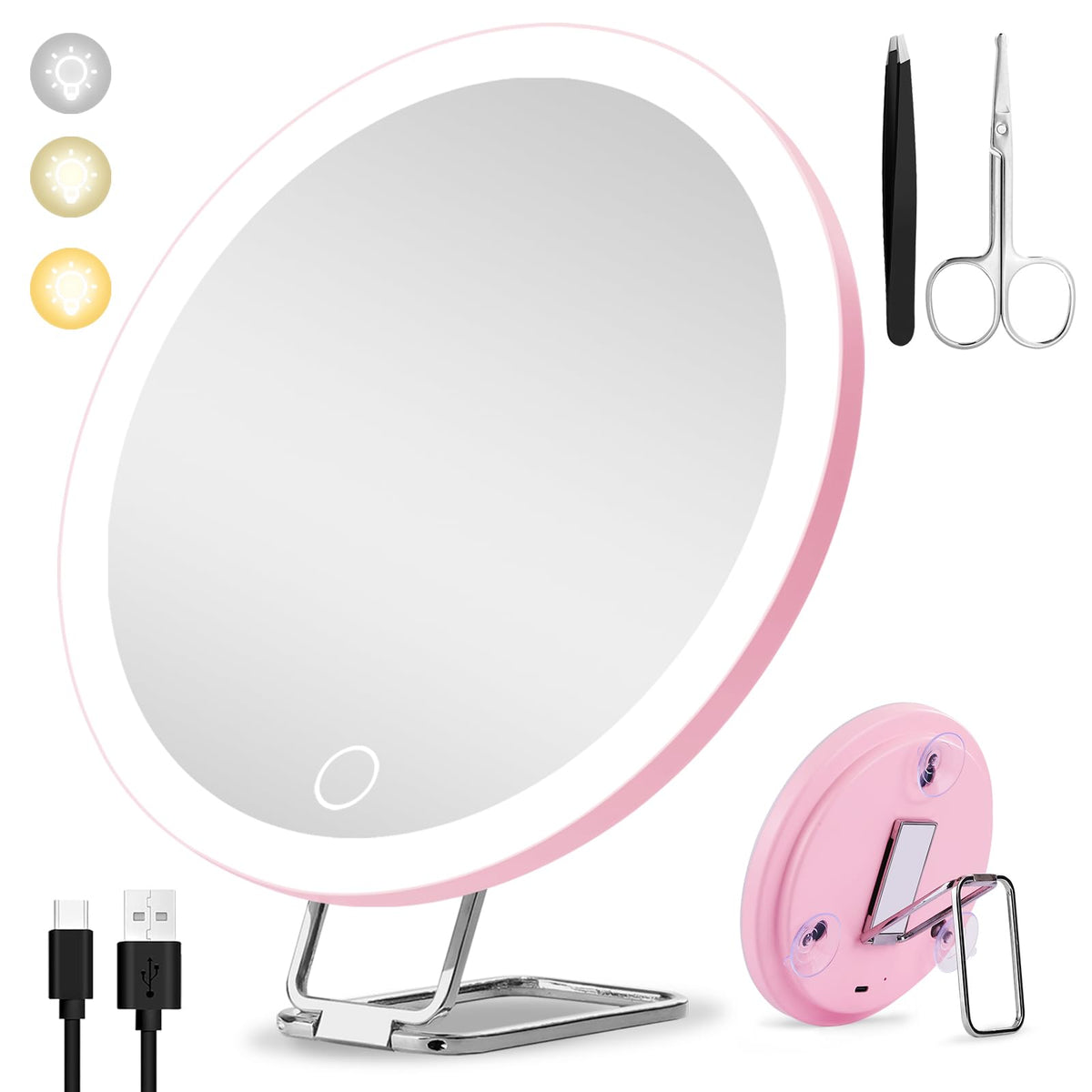 Suupvaor large 6-inch lighted mirror with 30x magnification for detailed makeup checks.