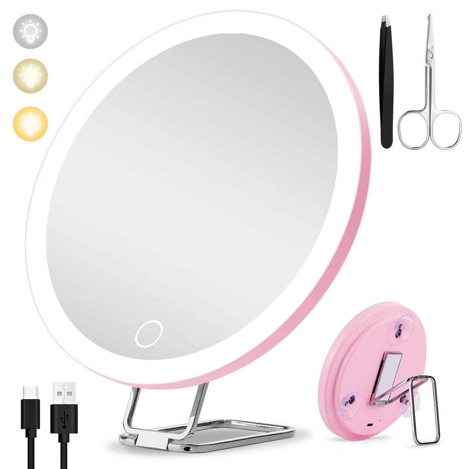 Suupvaor large 6-inch lighted mirror with 30x magnification for detailed makeup checks.