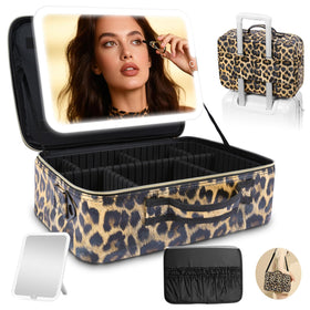 Suupvaor large makeup bag with removable mirror for flexible makeup setup