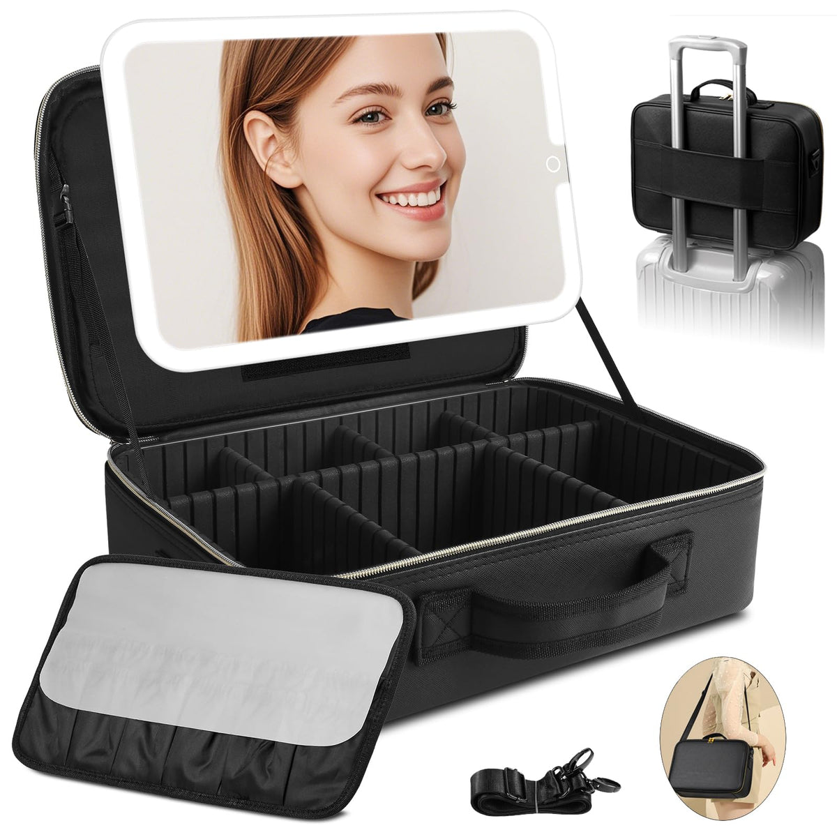 Suupvaor removable mirror attached to the makeup bag for flexible use