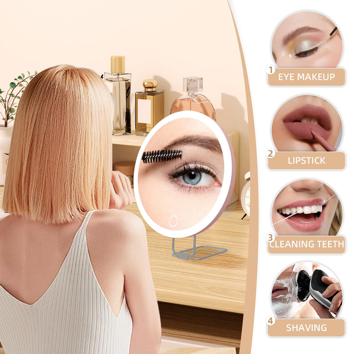 Suupvaor travel-friendly mirror weighs about 7 oz for easy packing.