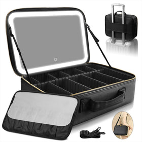 Suupvaor 15-inch makeup bag with LED mirror for travel touch-ups