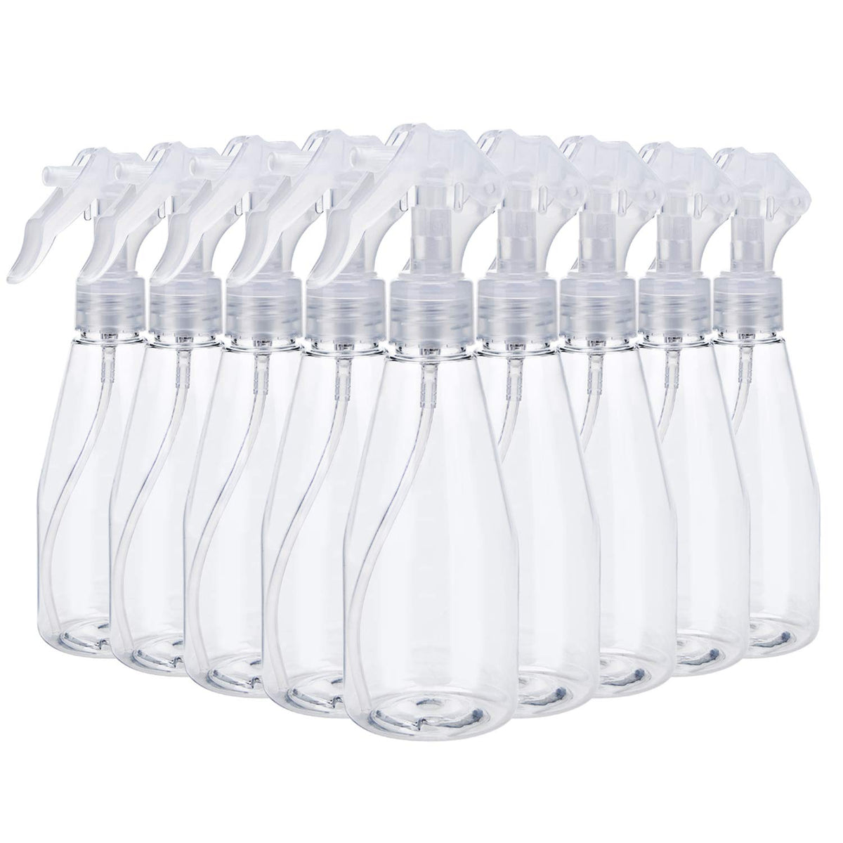 Suwimut 9-piece bottle set arranged for organized liquid storage and spraying tasks