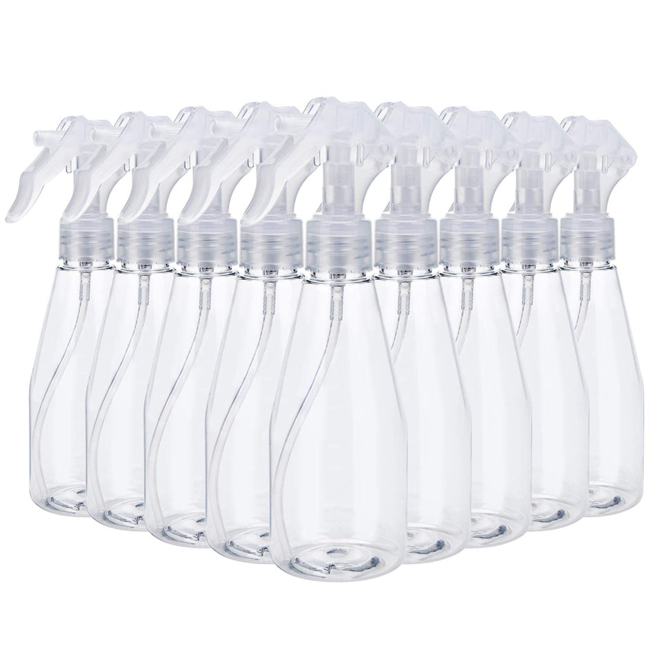 Suwimut 9-piece bottle set arranged for organized liquid storage and spraying tasks