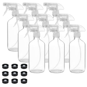 Suwimut 9-pack glass spray bottles for versatile cleaning and refillable essential oil uses.