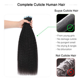 SUYYA 12 inch natural black extensions packaging, ready to wear