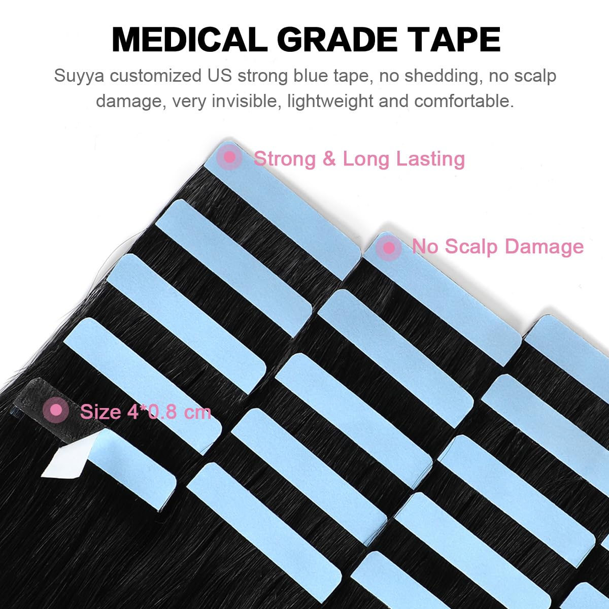 SUYYA blue tape double-sided attachment for secure reusable extensions