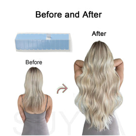 SUYYA discreet blue hair extension tape tabs for seamless looks.