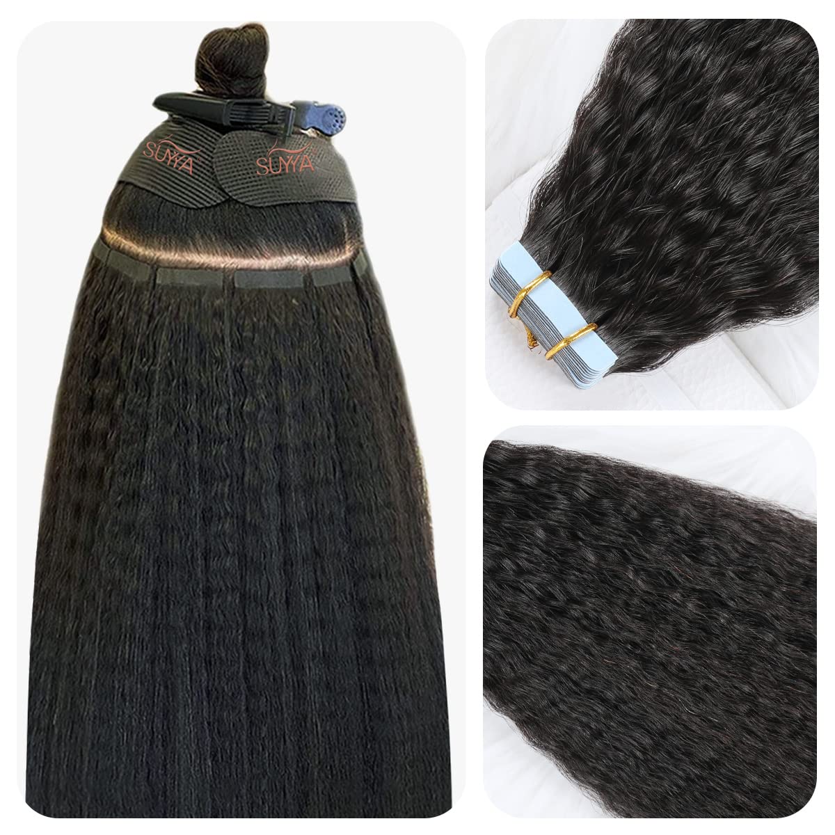 SUYYA kinky straight tape-in extensions 18 inch blend for added volume
