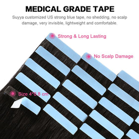 SUYYA tape-in extensions off black 12in curl-ready to style.