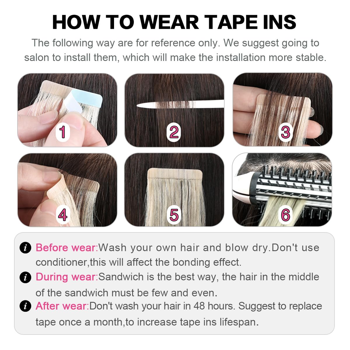 SUYYA tape-in extensions off black 12in pack-contents shows 20 pieces.