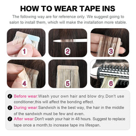 SUYYA tape-in extensions off black 12in pack-contents shows 20 pieces.