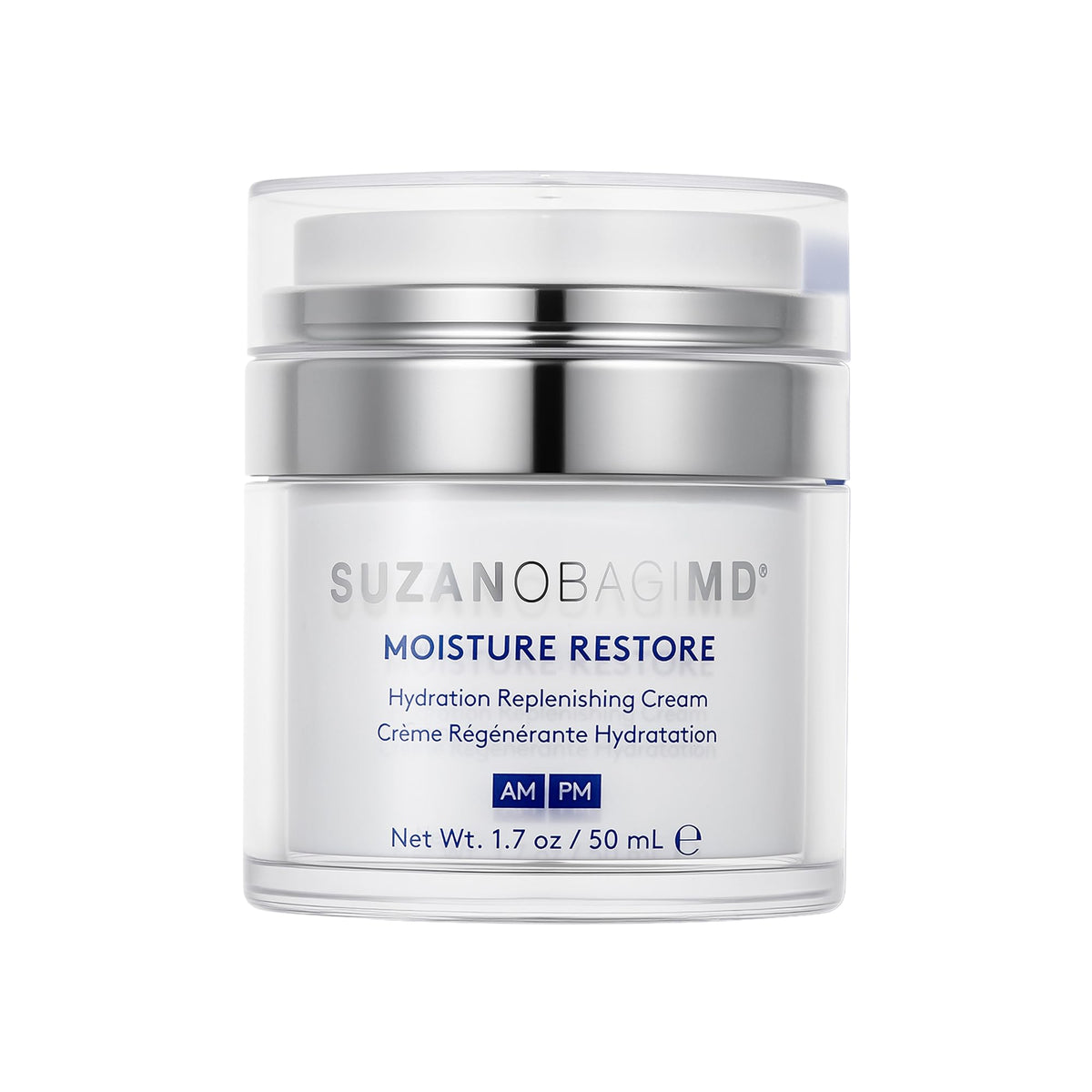 Suzanobagimd Moisture Restore bottle showcasing portable, long-lasting hydration for all skin types.