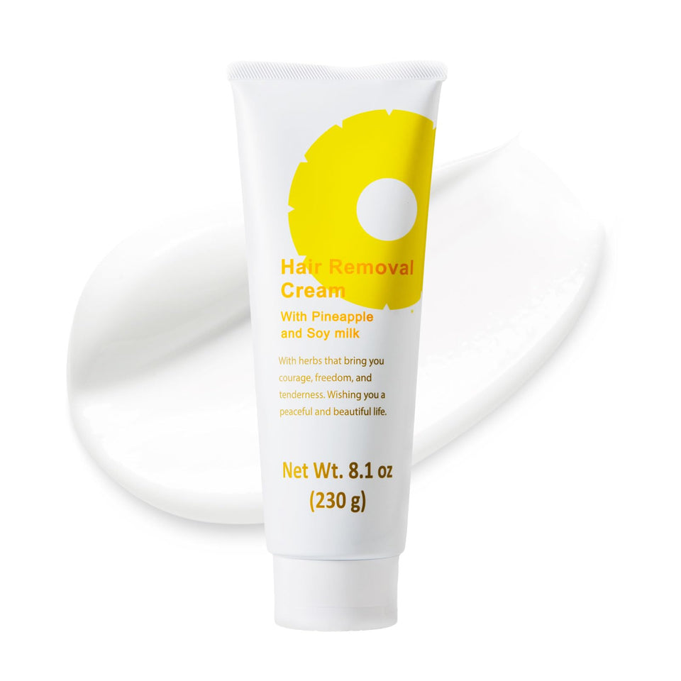SUZUKI HERB LABORATORY hair removal cream bottle showcasing pineapple extract for gentle at-home use.