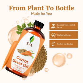 SVA Organics carrot seed oil face-application showing gentle absorption