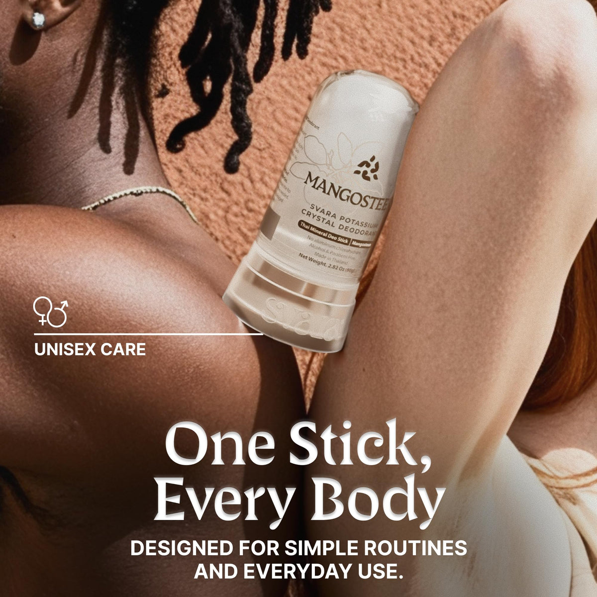 Applying SVARA Mangosteen deodorant on the armpit for daily use