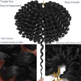 Svolna Jamaican Bounce Curl 8in closeup showing vibrant curl pattern in 1B.